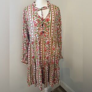JAPNA Size M Floral long sleeve mini dress